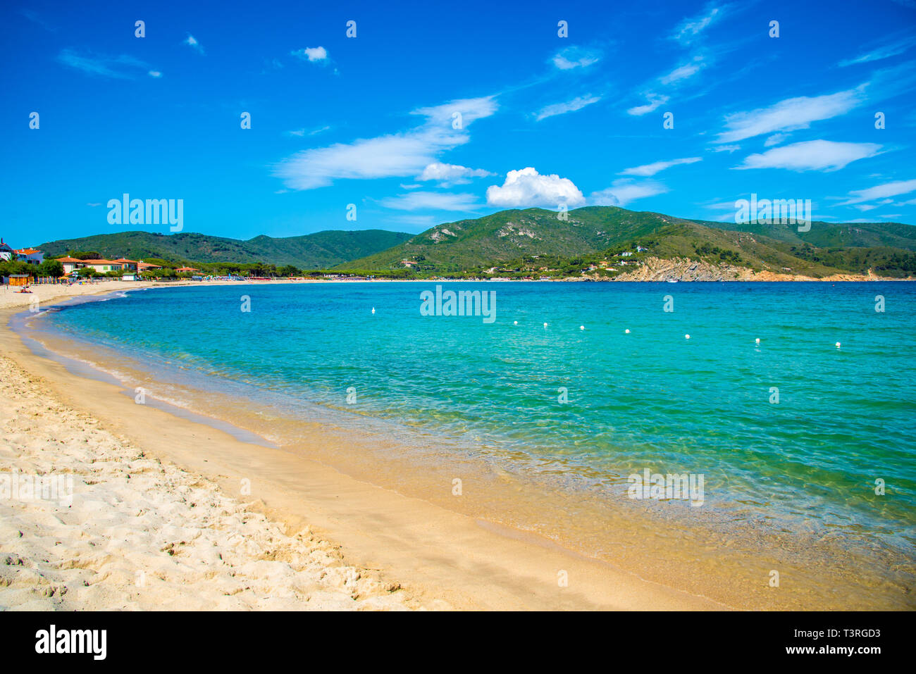 La spiaggia di Marina di campo in Isola d'Elba, Toscana, Italia. Foto Stock
