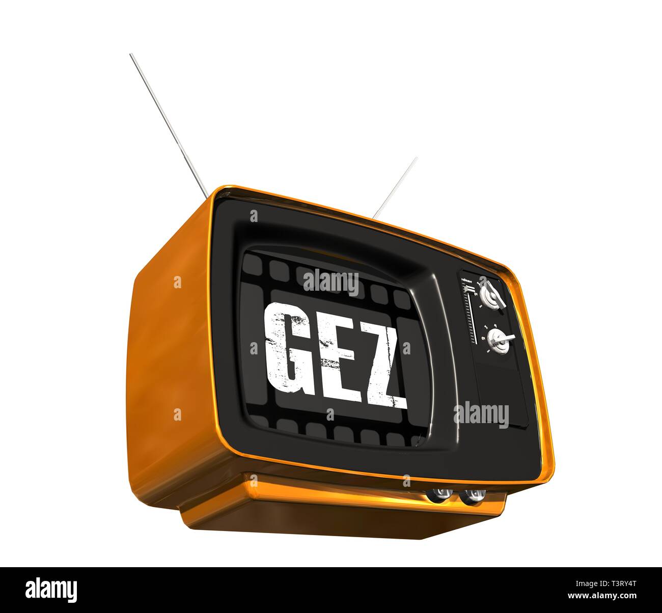 Retrò vecchio ricevitore TV - GEZ sullo schermo Foto Stock