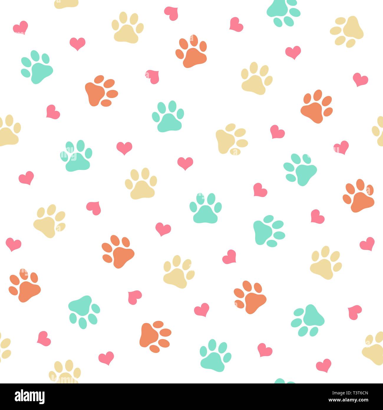 Colorato gatto o cane zampa silhouette stampa isolato pattern perfetta illustrazione vettoriale Illustrazione Vettoriale