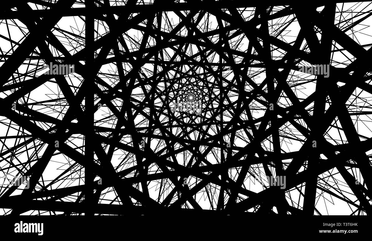 Sfondo di linee sono intrecciati in una spirale. Linee nere su sfondo bianco Illustrazione Vettoriale