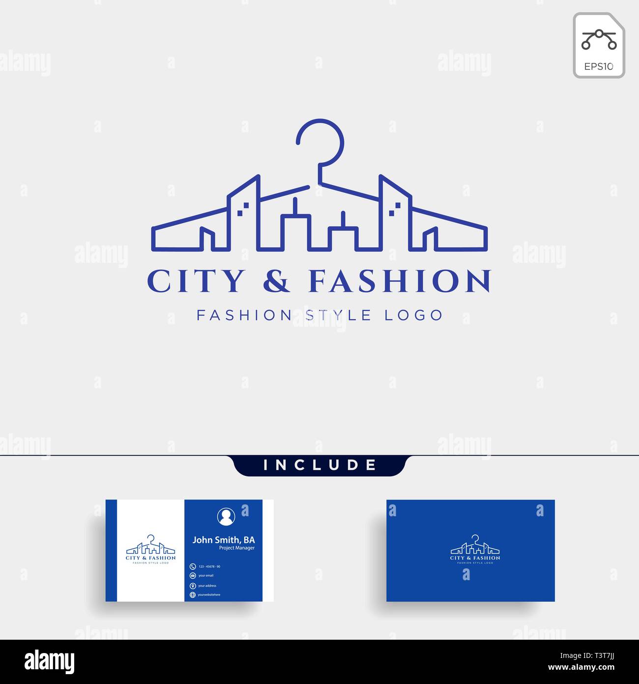 Città e fashion linea semplice modello logo illustrazione vettoriale - vector Illustrazione Vettoriale