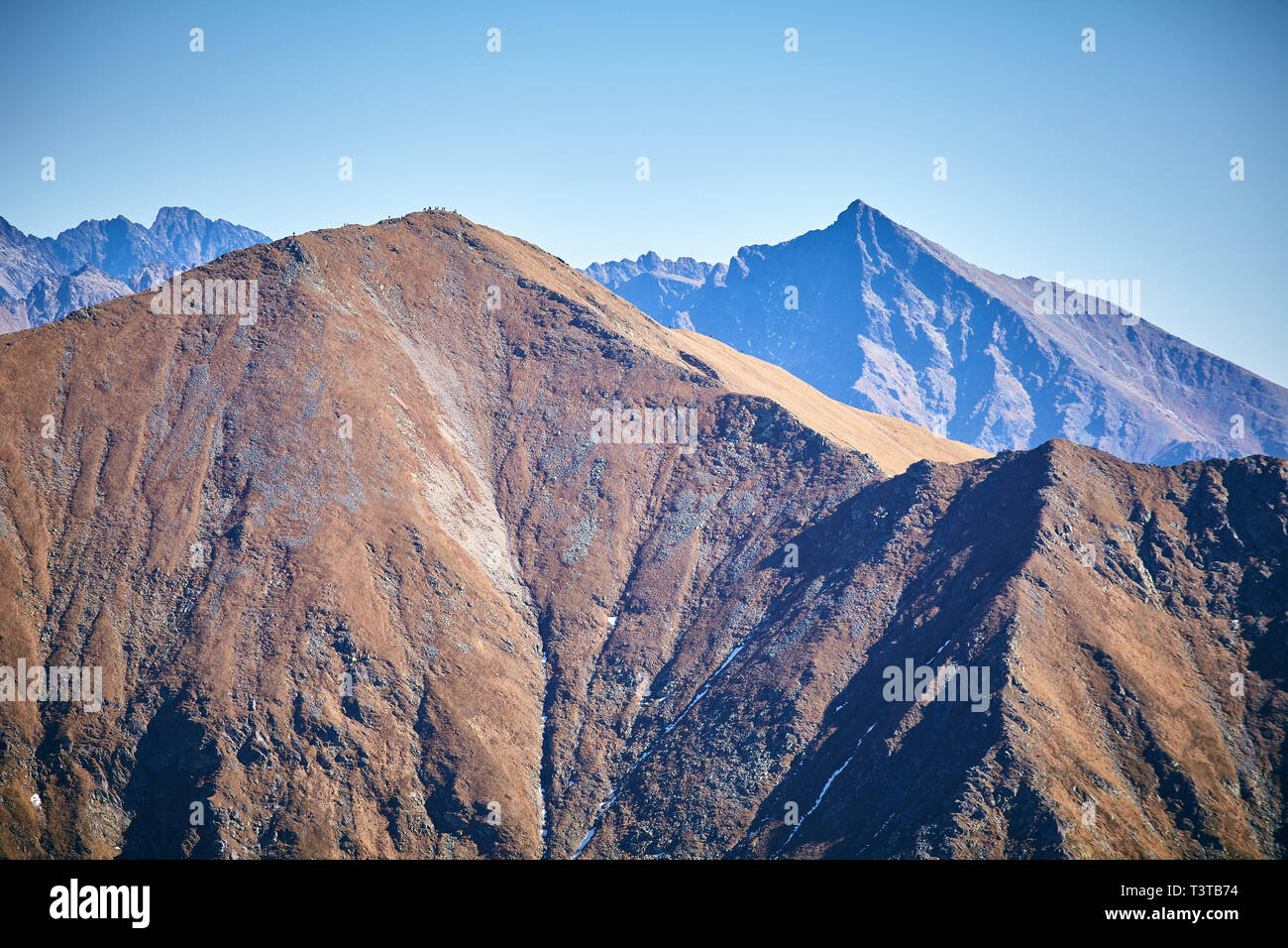 Alti Tatra, Slovacchia. 13 ottobre, 2018. Vista verso i Monti Alti Tatra da 'Otrhance', Západné Tatry, Alti Tatra, Slovacchia. Foto Stock