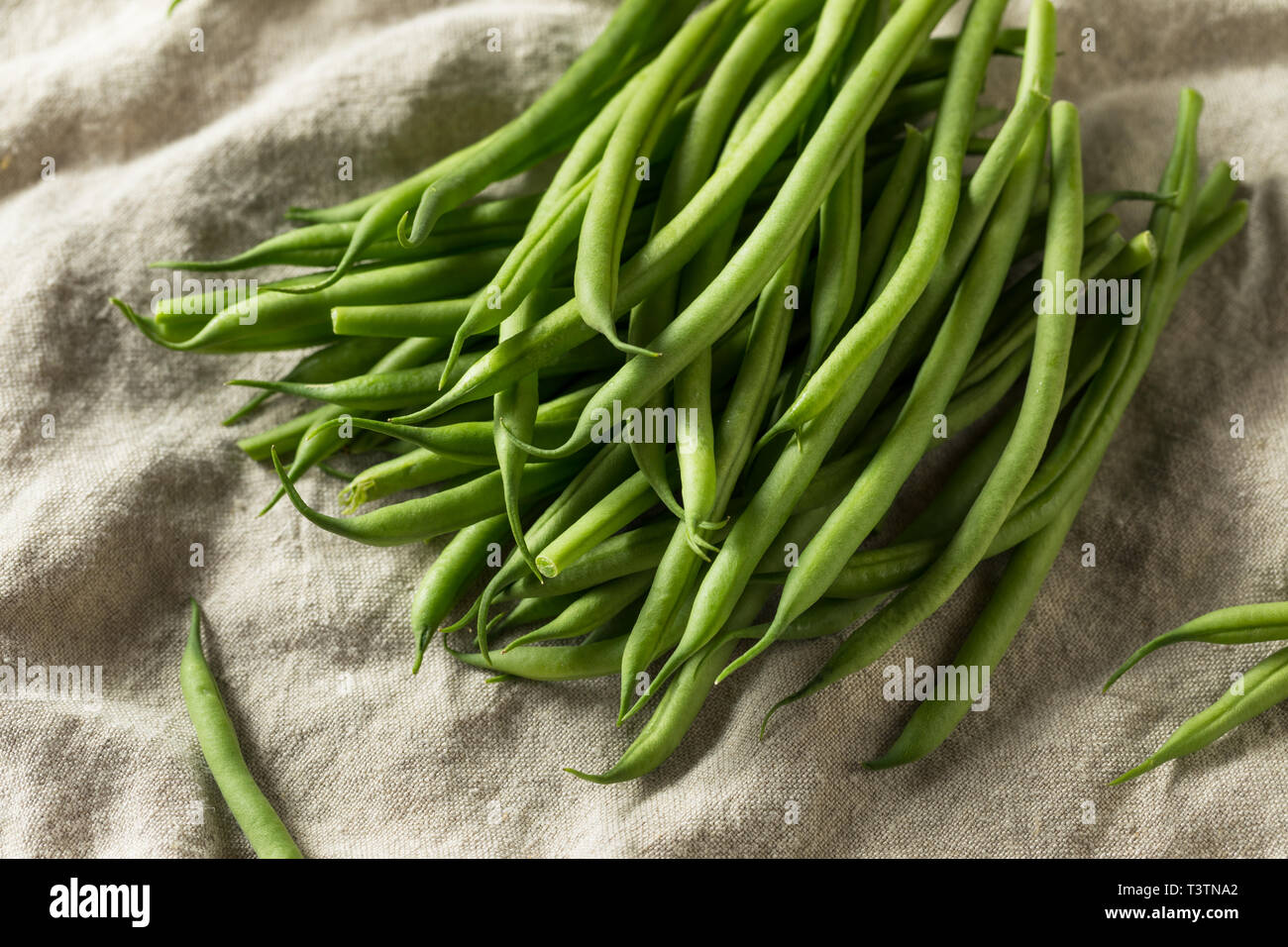 Materie verde francese organico Fagiolini pronti per cucinare Foto Stock