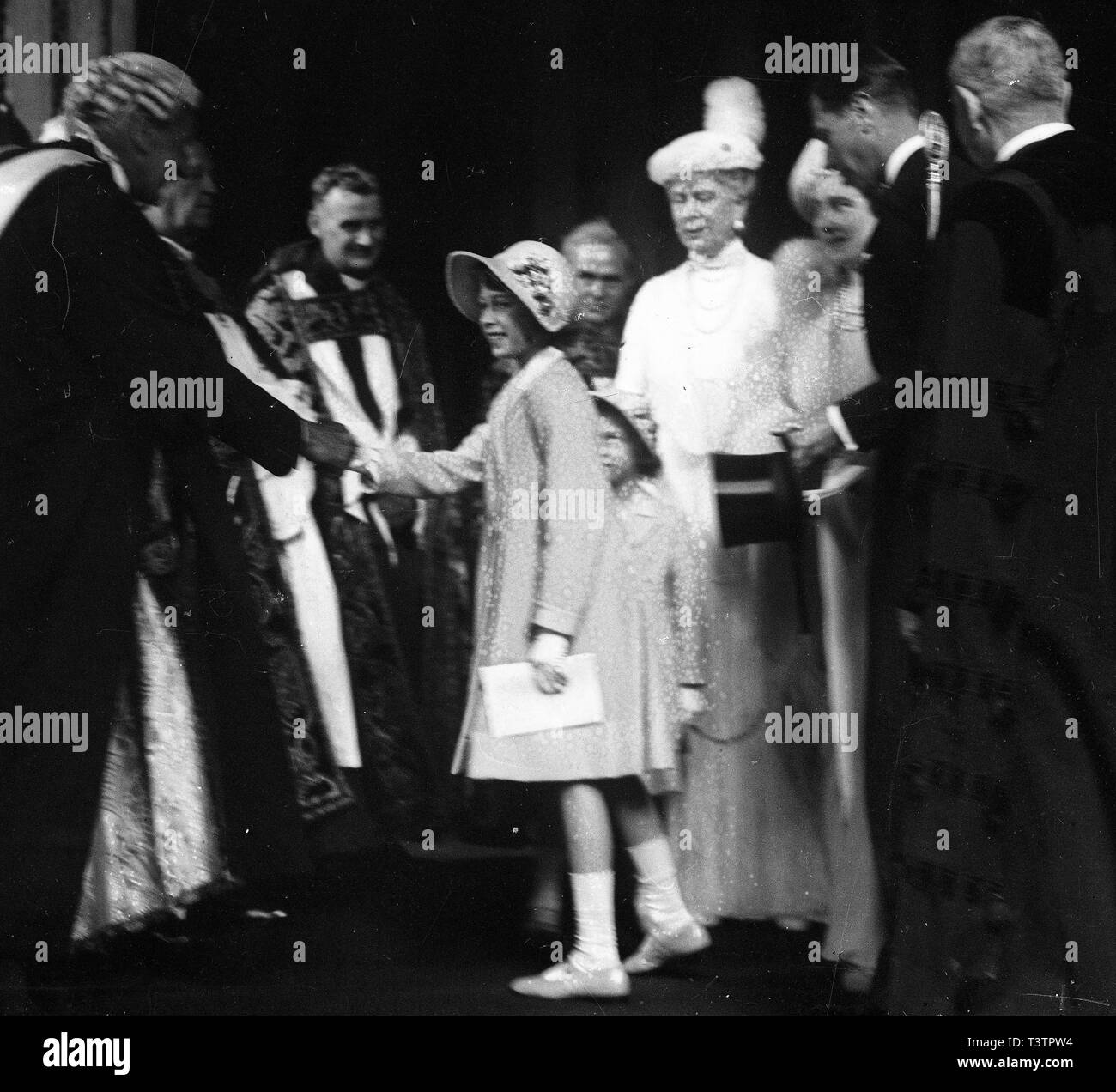 Famiglia Reale Britannica la principessa Elisabetta, regina Maria, la Regina Elisabetta Regina Madre, King George VI a Londra 1938 Foto Stock