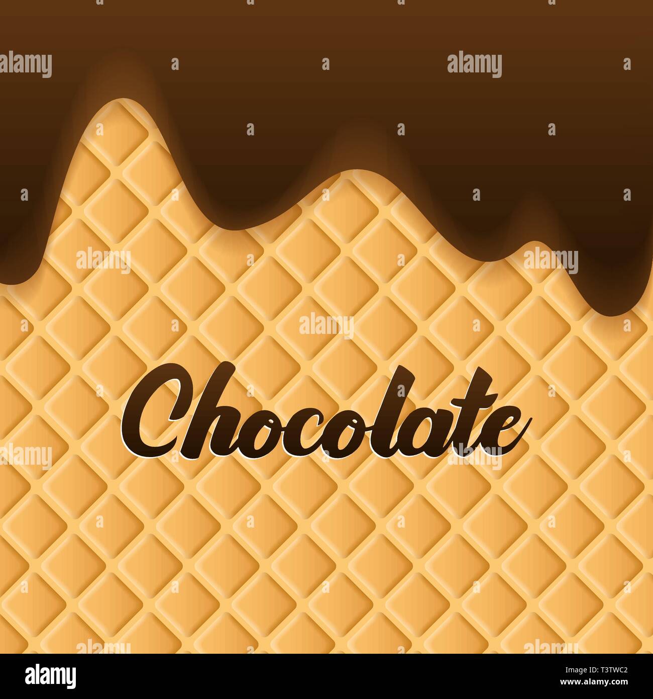 Crema di cioccolato fuso su sfondo di wafer Illustrazione Vettoriale
