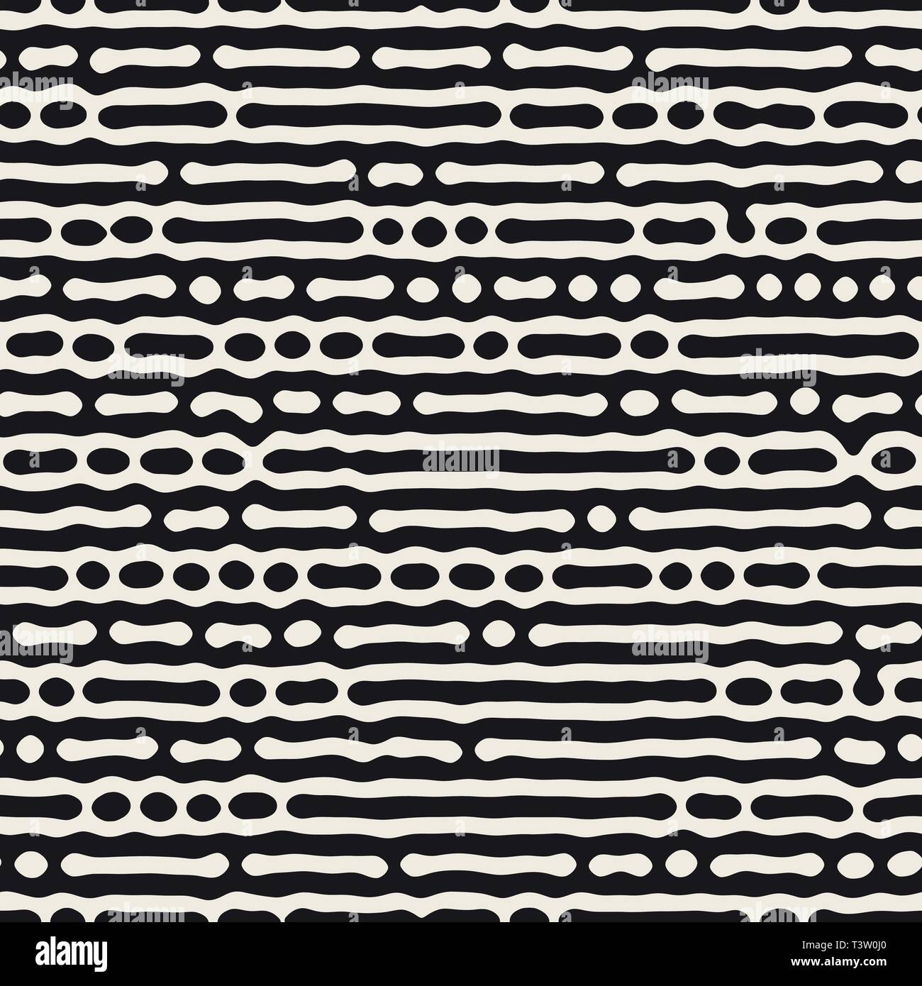 Vector seamless pattern. Monocromatico forme organiche texture. Abstract arrotondati linee disordinato sfondo elegante. Illustrazione Vettoriale