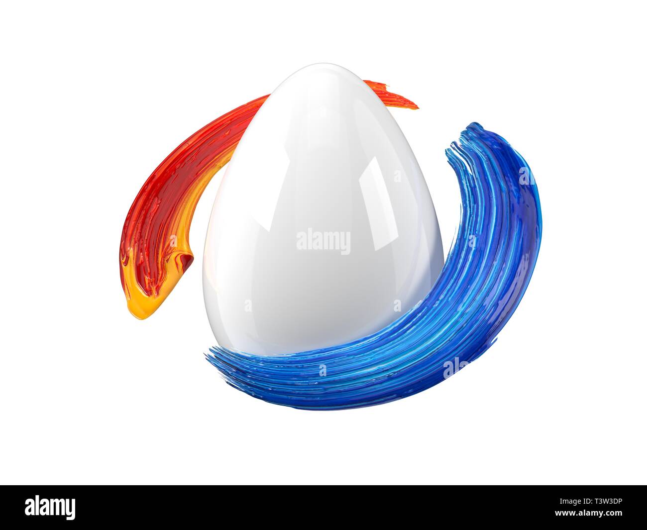 La pittura delle uova di pasqua. tratto di pennello che scorre aroun uovo di pasqua. 3d illustrazione Foto Stock