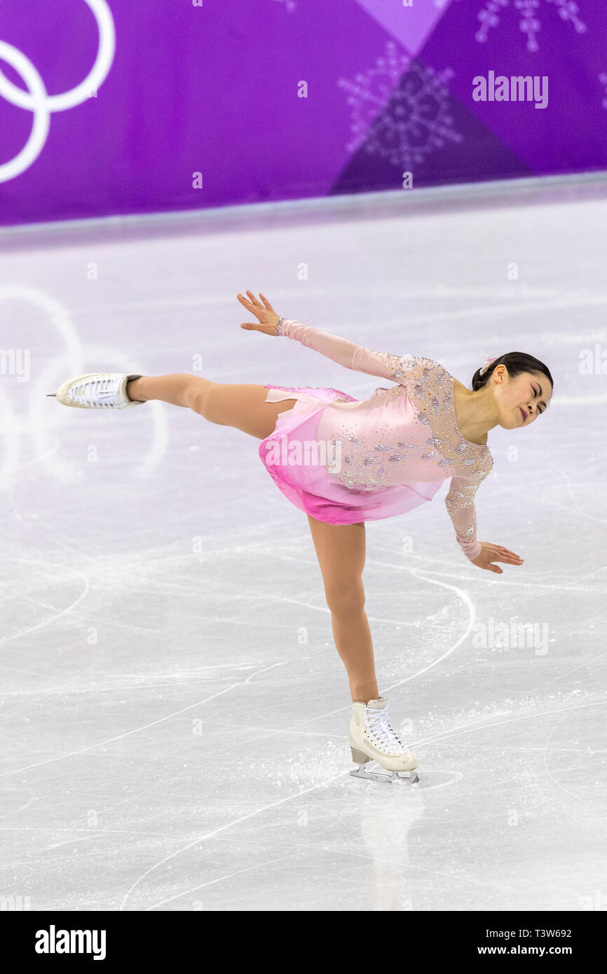 Satoko Miyahara (JPN) competere nel pattinaggio di figura - Ladies' breve presso i Giochi Olimpici Invernali PyeongChang 2018 Foto Stock