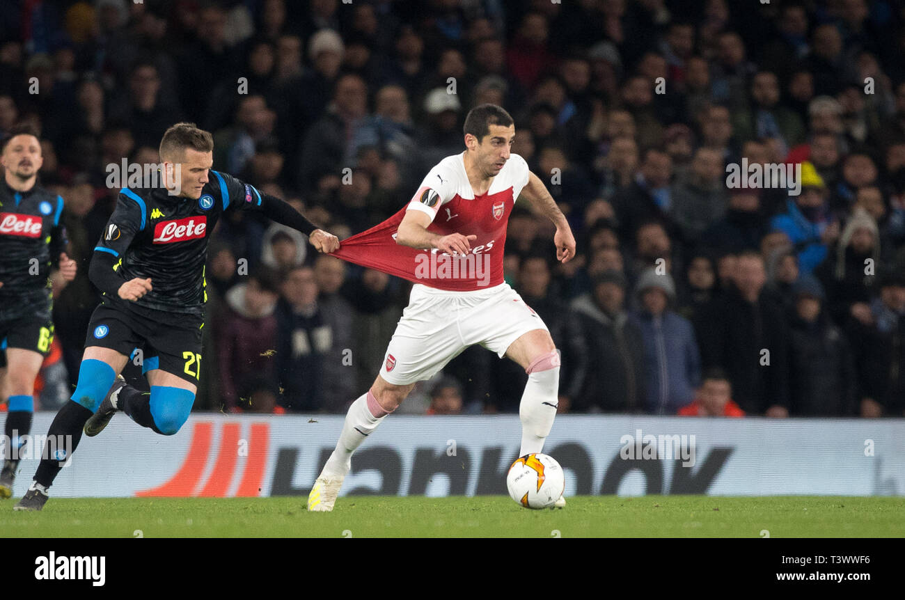 Londra, Regno Unito. Xi Apr, 2019. durante la UEFA Europa League match tra Arsenal e S.S.C Napoli presso l'Emirates Stadium, Londra, Inghilterra il 11 aprile 2019. Foto di Andy Rowland. Credito: prime immagini multimediali/Alamy Live News Foto Stock