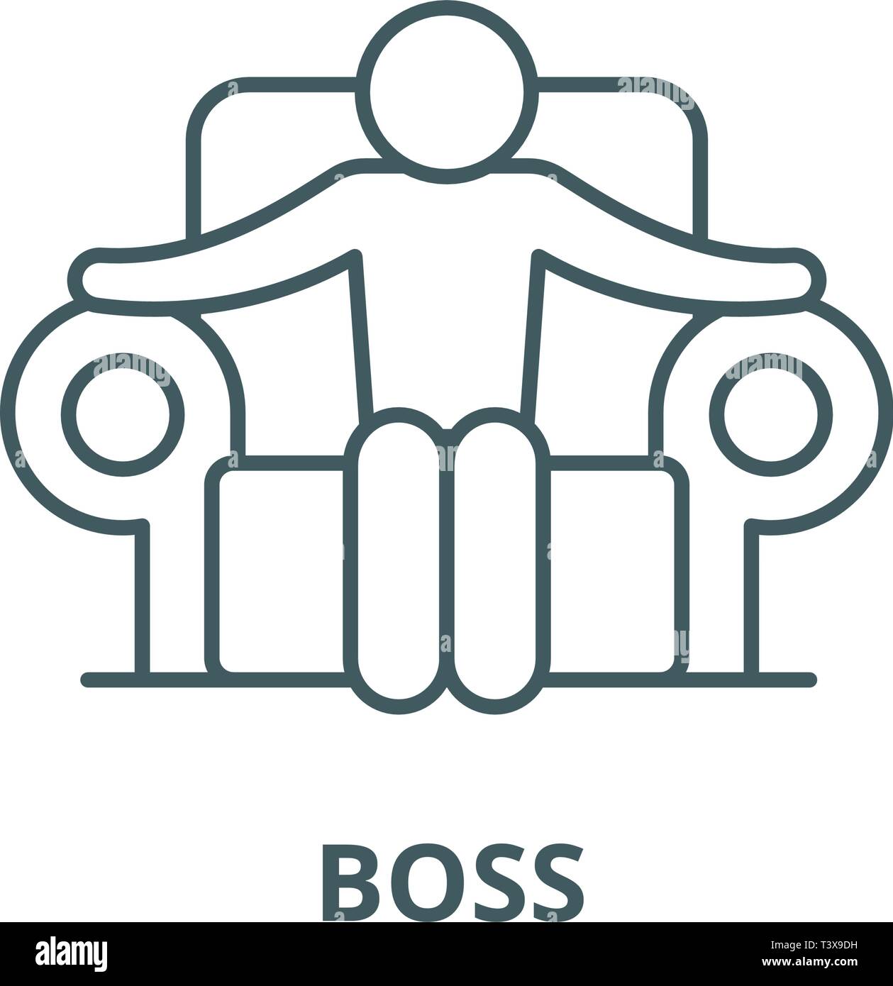Boss icona linea, vettore. Boss profilo segno, concetto simbolo, illustrazione piatta Illustrazione Vettoriale