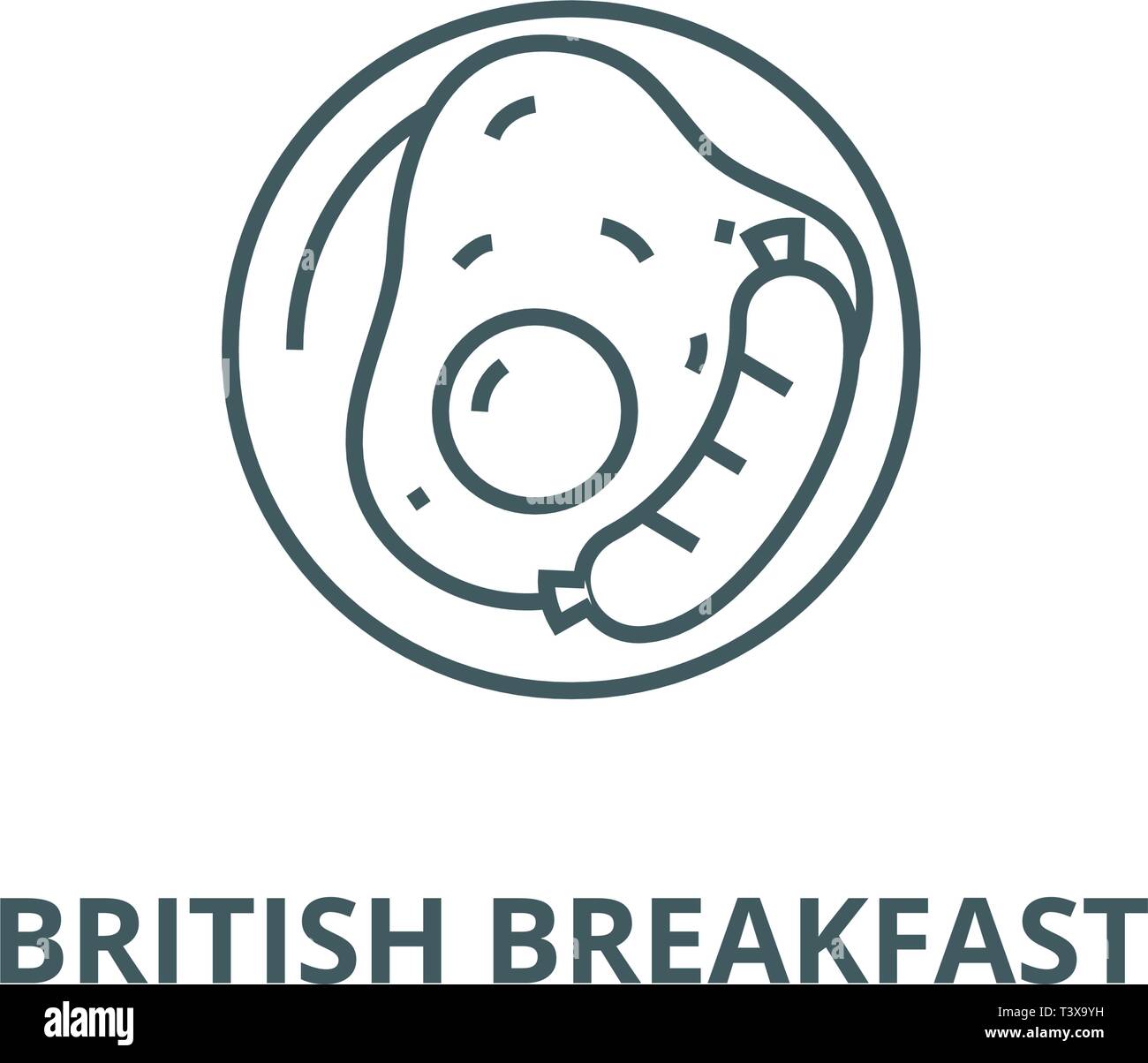 La colazione britannica icona linea, vettore. La colazione britannica delineare segno, concetto simbolo, illustrazione piatta Illustrazione Vettoriale