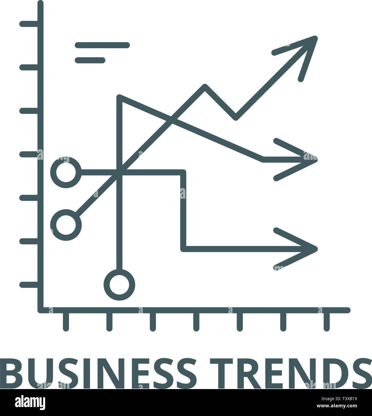 Le tendenze di business line icona, il vettore. Le tendenze di business delineare segno, concetto simbolo, illustrazione piatta Illustrazione Vettoriale