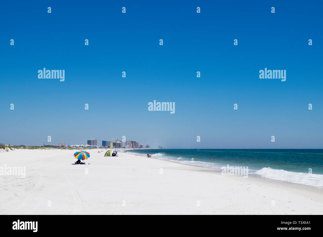 Golfo del Messico spiaggia a Perdido Pass in Orange Beach, Alabama, Stati Uniti d'America. Foto Stock