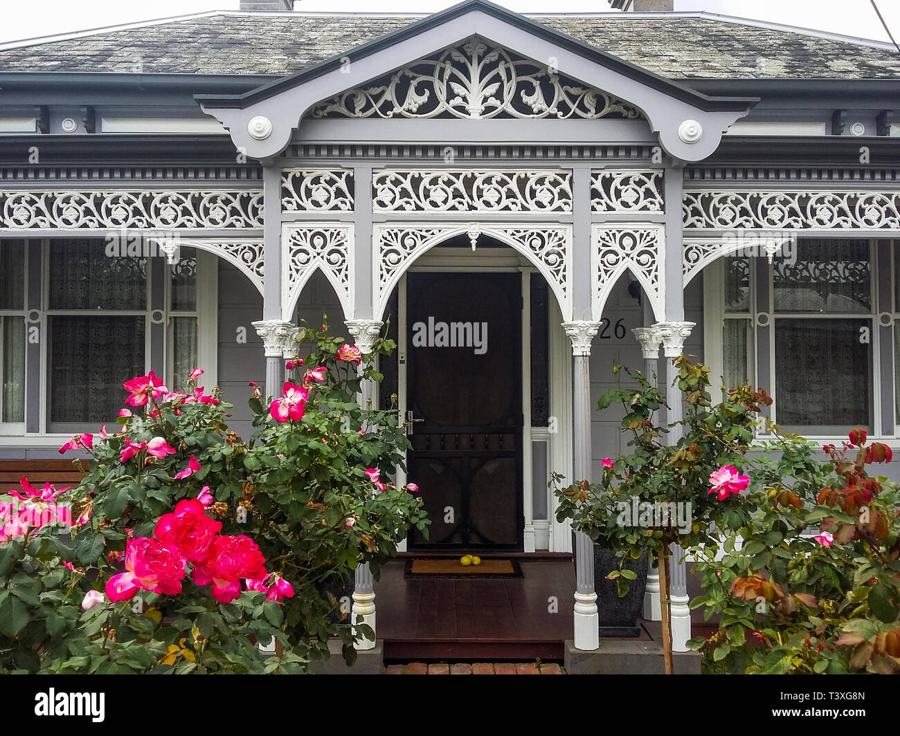 Fine residenza vittoriana (1870-1900) nella zona suburbana di ascot vale, Melbourne, Australia Foto Stock