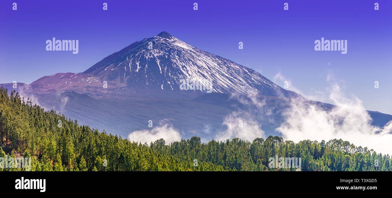 Telescopi dell'Izana osservatorio astronomico sul parco Teide e Vulcano Teide nella stagione invernale, Tenerife, Isole Canarie, Spagna Foto Stock