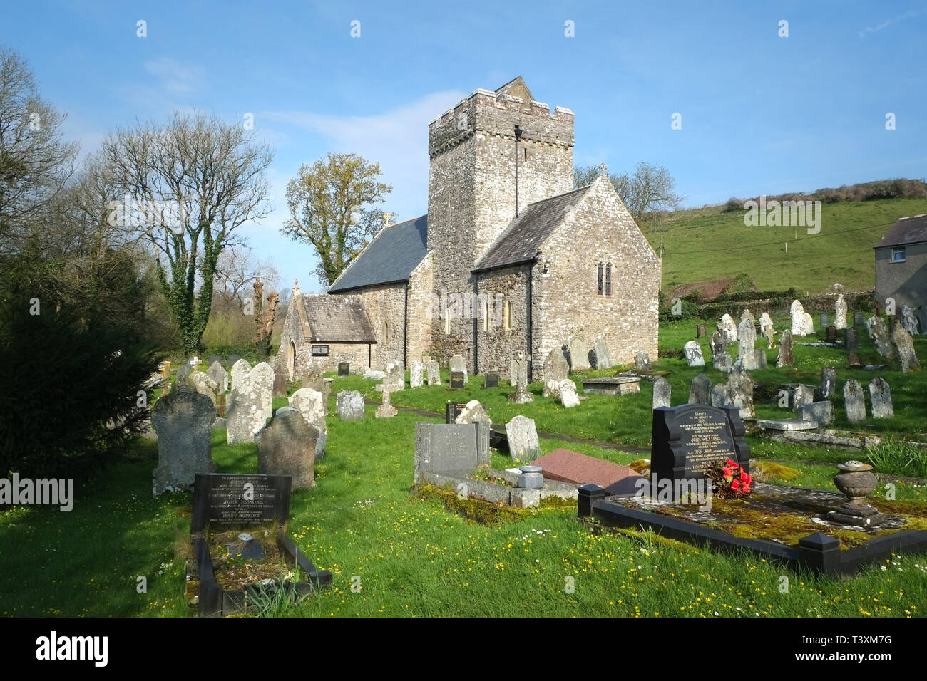 Chiesa di Saint Cadoc, Cheriton, Penisola di Gower, vicino a Swansea, Galles del Sud. Spesso chiamata Cattedrale di Gower Foto Stock