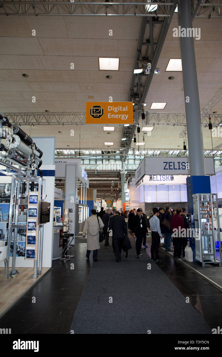 Impressioni di diversi automazione integrata, motion e rigidi e fabbrica digitale e integrato in materia di energia agli stand alla fiera di Hannover Foto Stock