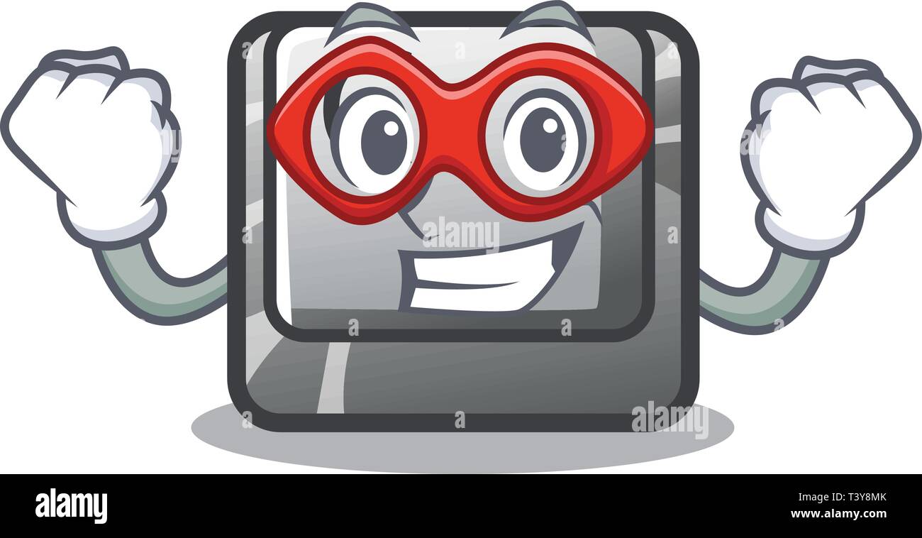 Super eroe il pulsante C nella forma mascotte Illustrazione Vettoriale