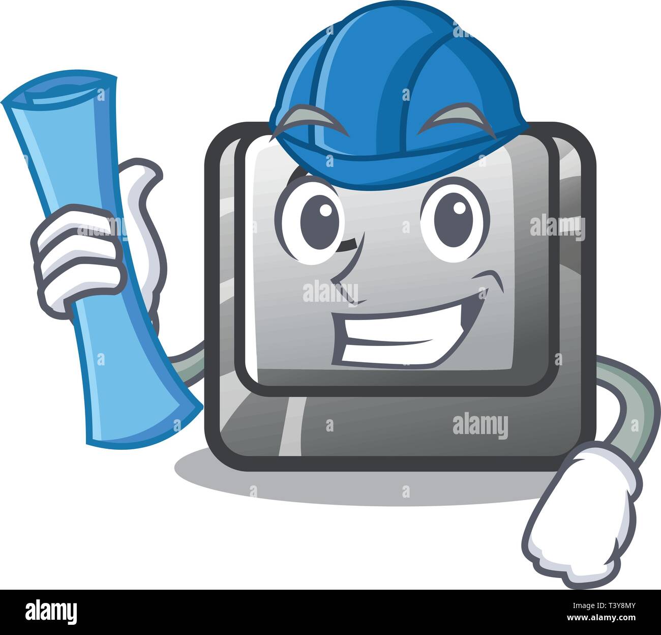 Architetto il pulsante C nella forma mascotte Illustrazione Vettoriale