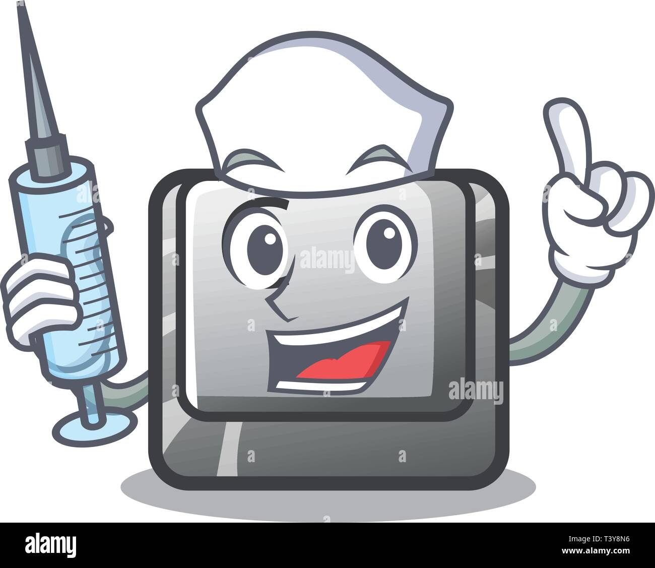 Pulsante di infermiere C nella forma mascotte Illustrazione Vettoriale