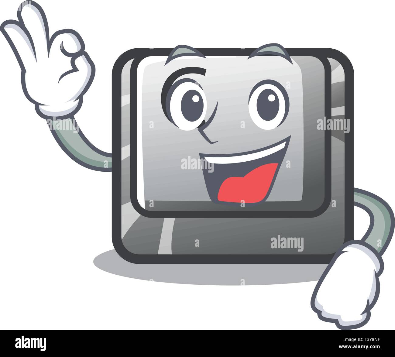 Pulsante Okay C nella forma mascotte Illustrazione Vettoriale