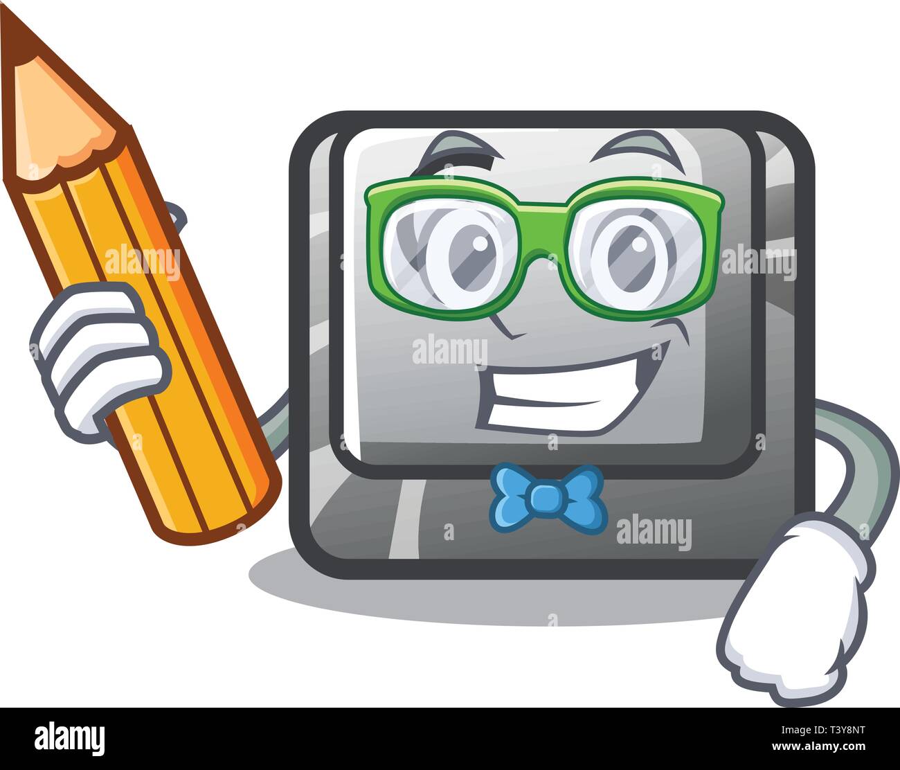 Pulsante dello studente C nella forma mascotte Illustrazione Vettoriale