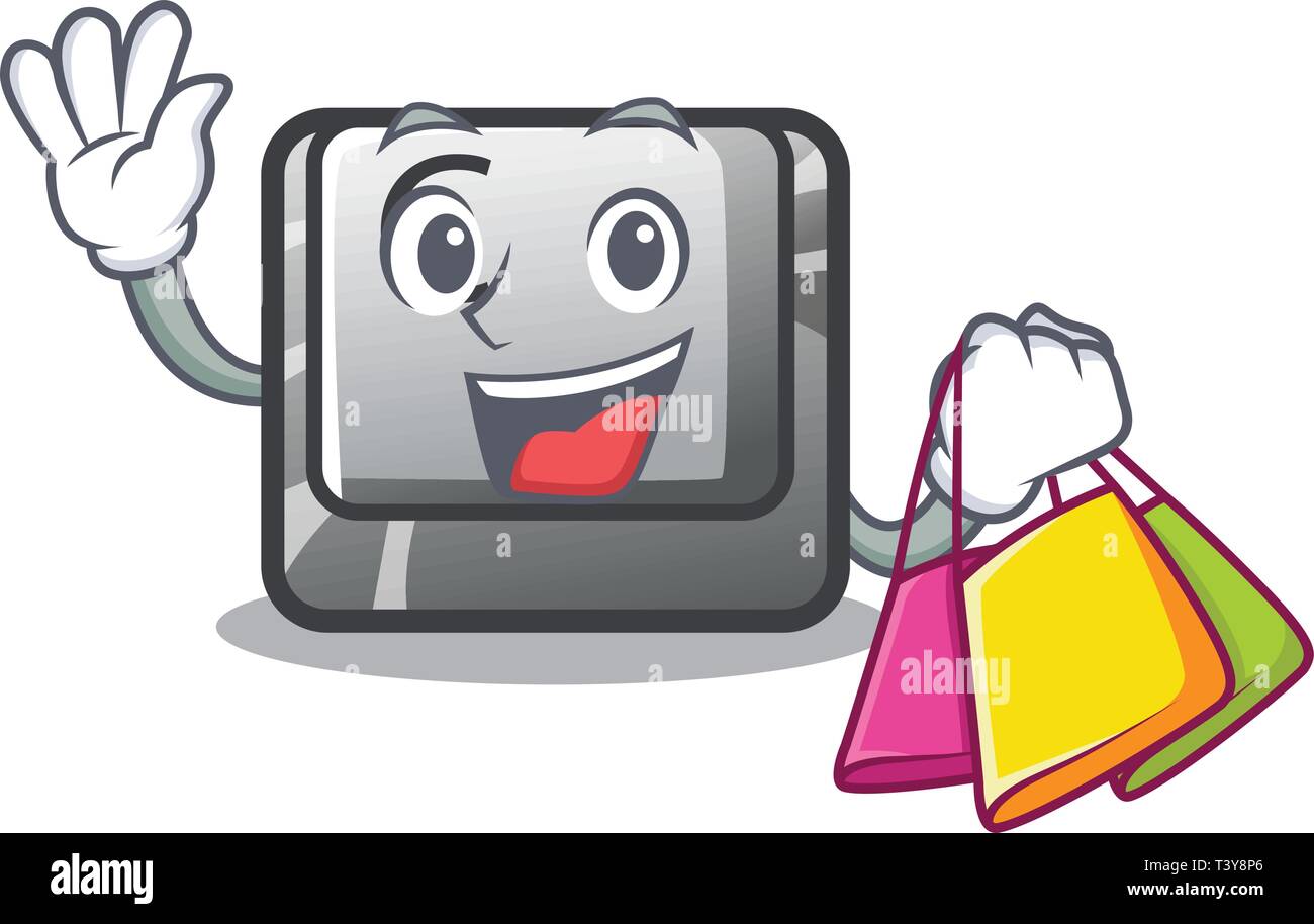 Pulsante per lo shopping C nella forma mascotte Illustrazione Vettoriale