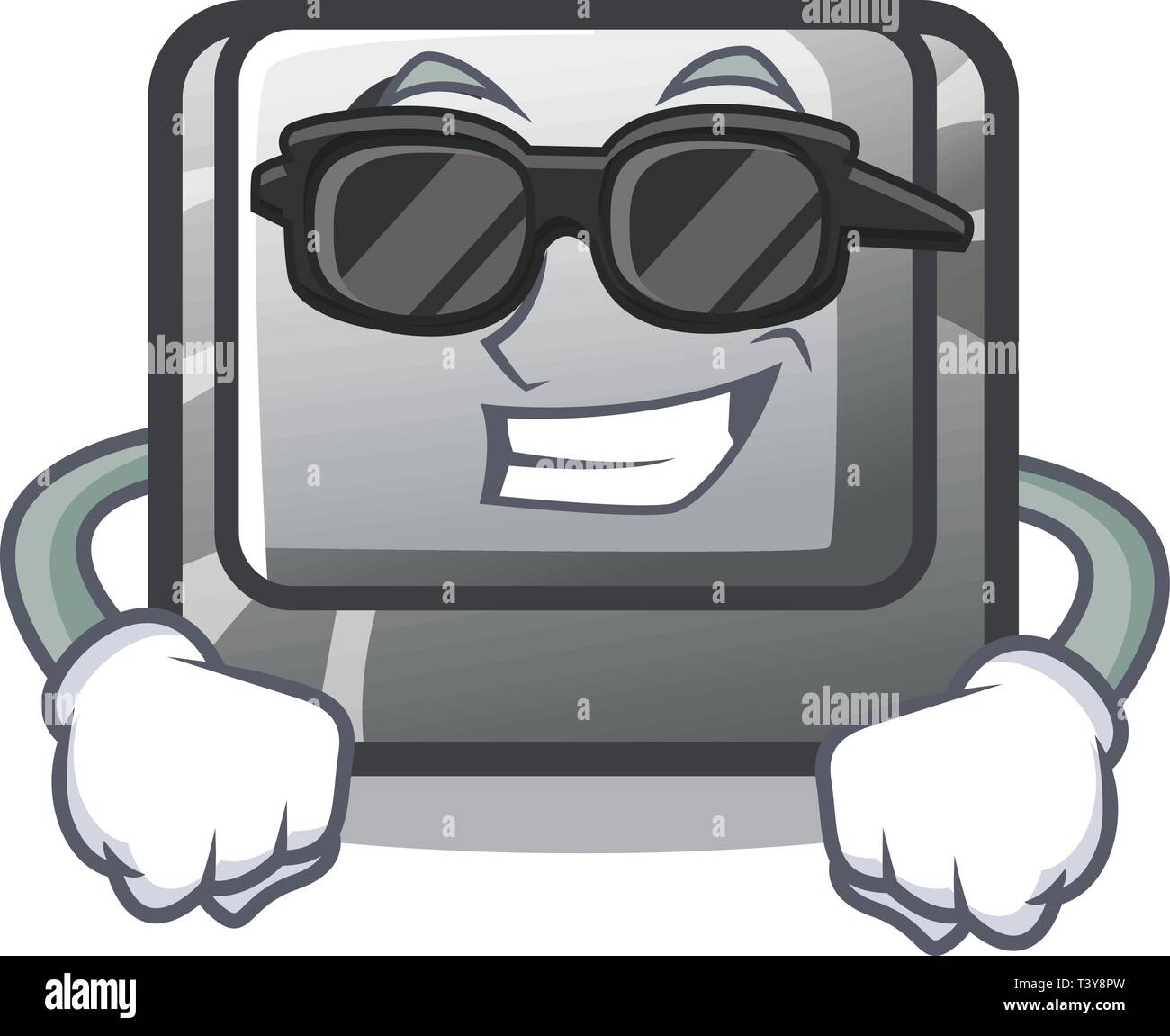 Super Cool il pulsante C nella forma mascotte Illustrazione Vettoriale