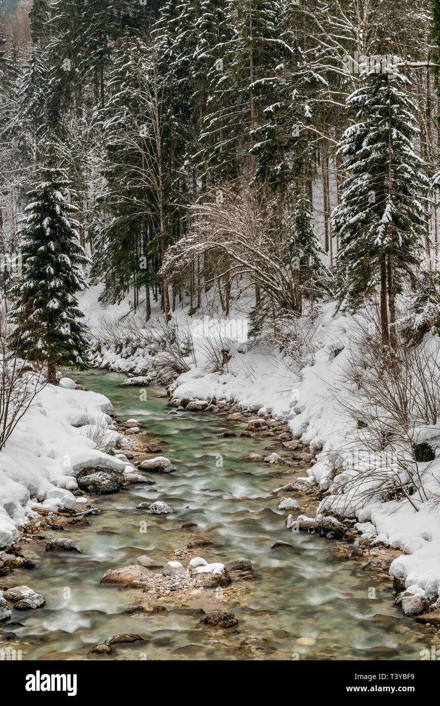 Scenic paesaggio invernale, Berchtesgaden, Baviera, Germania Foto Stock