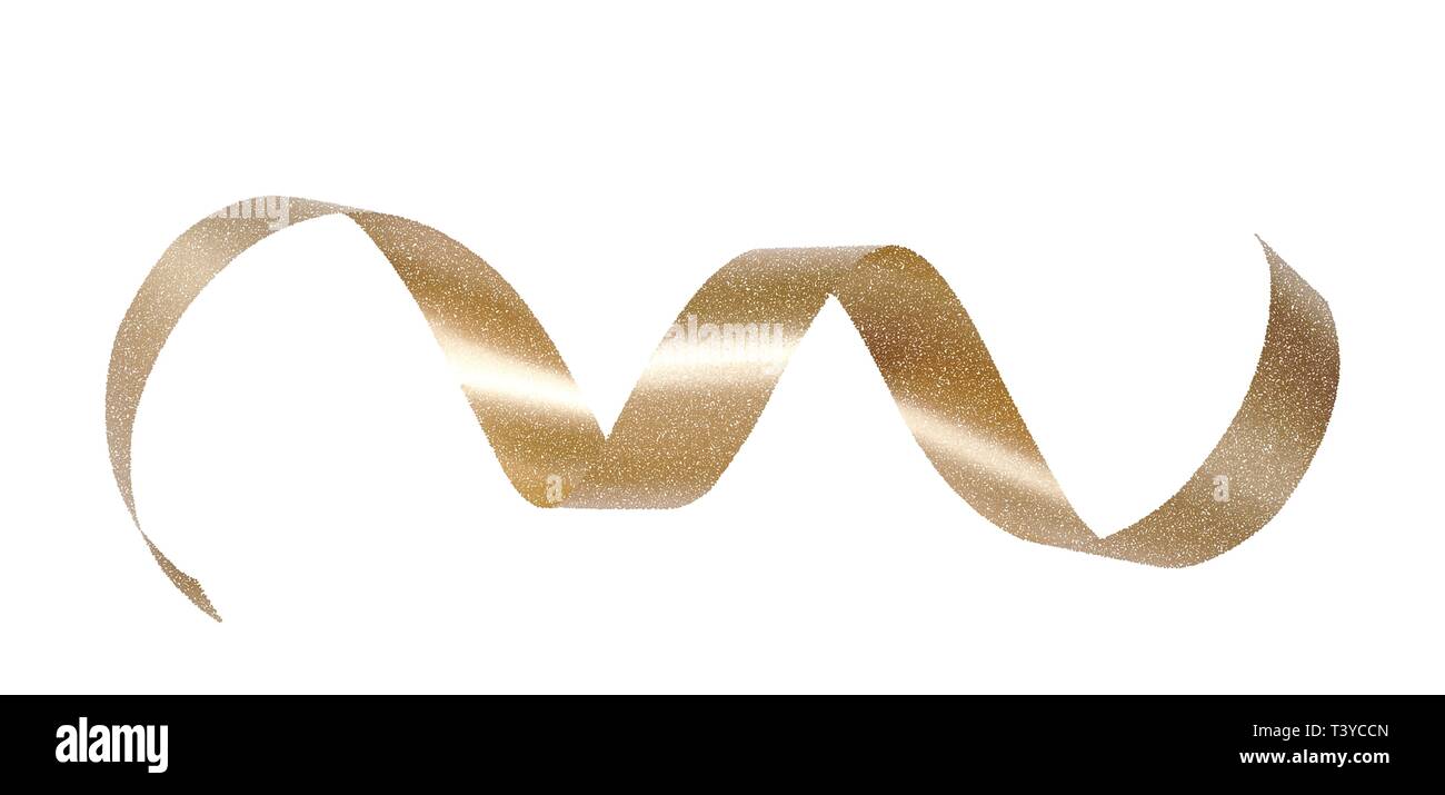 Decorativo golden bow con lungo nastro isolati su sfondo bianco. Oro vettore di prua. Vacanze illustrazione della decorazione Illustrazione Vettoriale