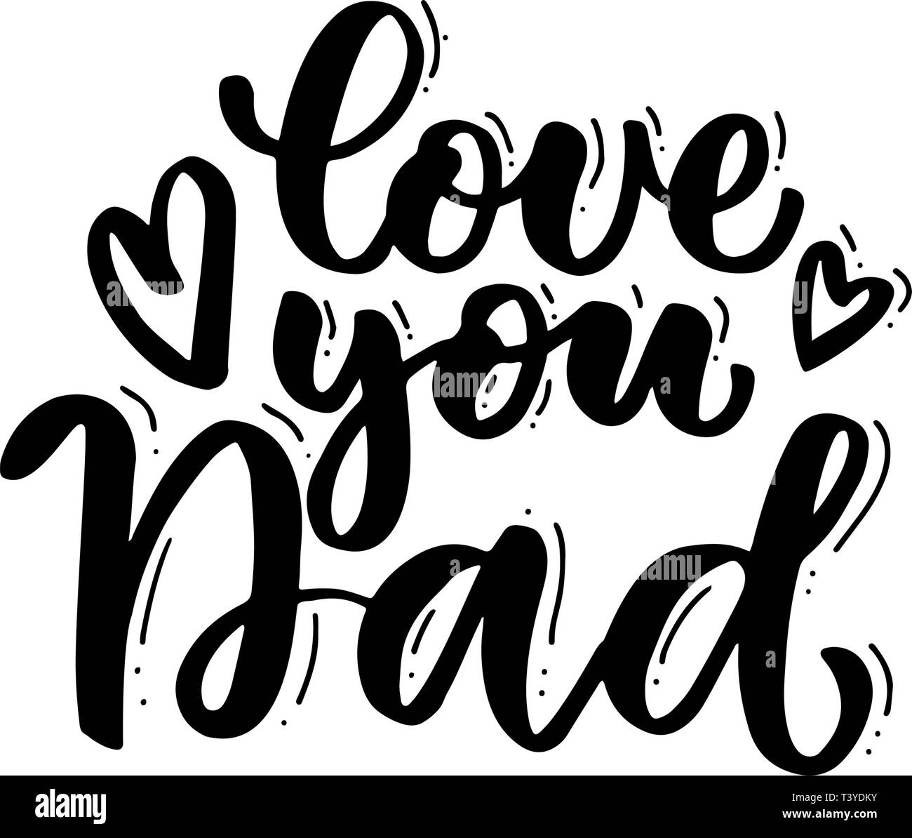 Ti amo papà caratteri scritti a mano. Vintage lettering per biglietti di auguri, banner, t-shirt design. Illustrazione Vettoriale