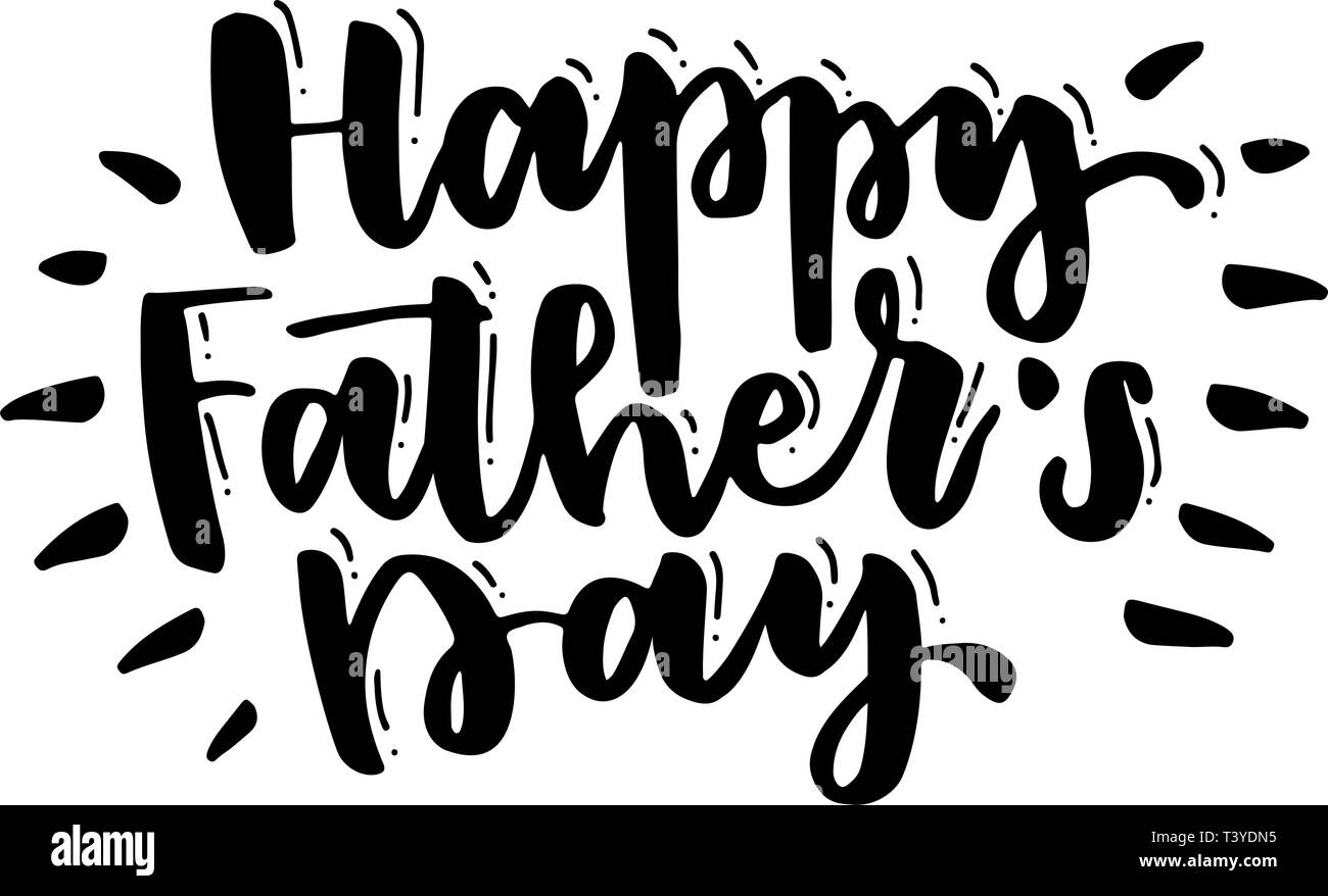 Felice giorno padri caratteri scritti a mano. Vintage lettering per biglietti di auguri, banner, t-shirt design. Illustrazione Vettoriale