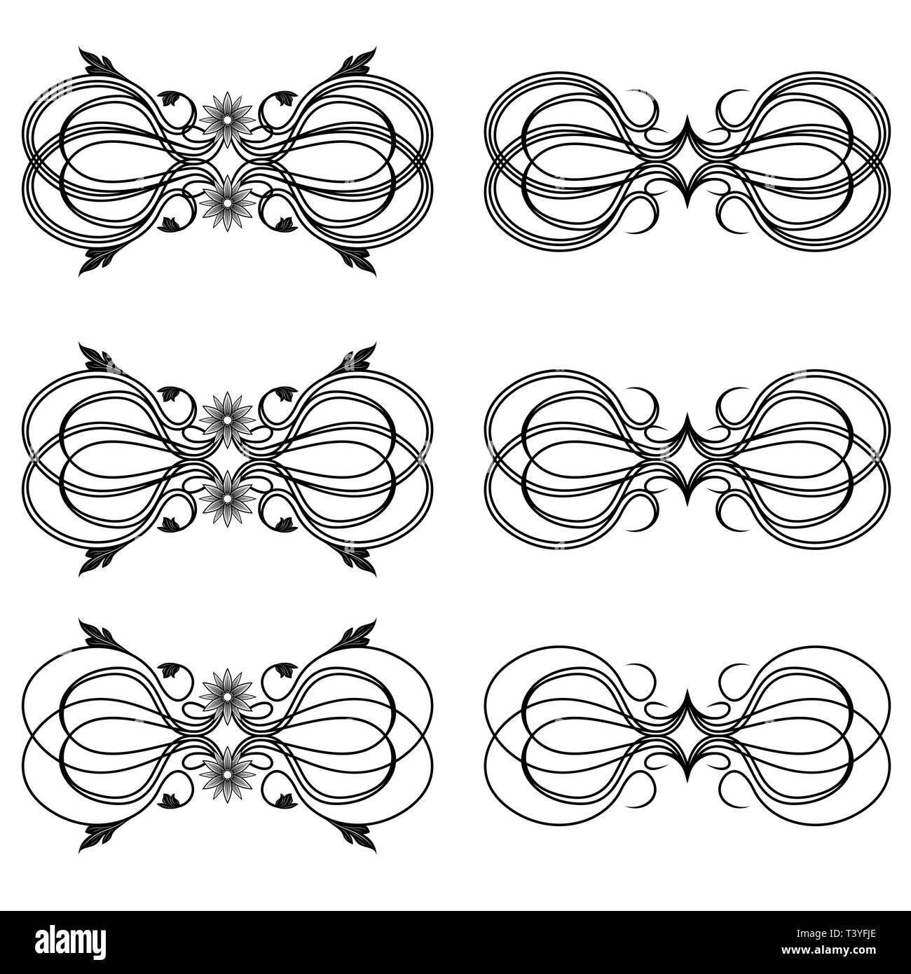 Set di turbolenza di frontiera gli elementi di design per il telaio e altri, disegnati a mano illustrazioni vettoriali Illustrazione Vettoriale