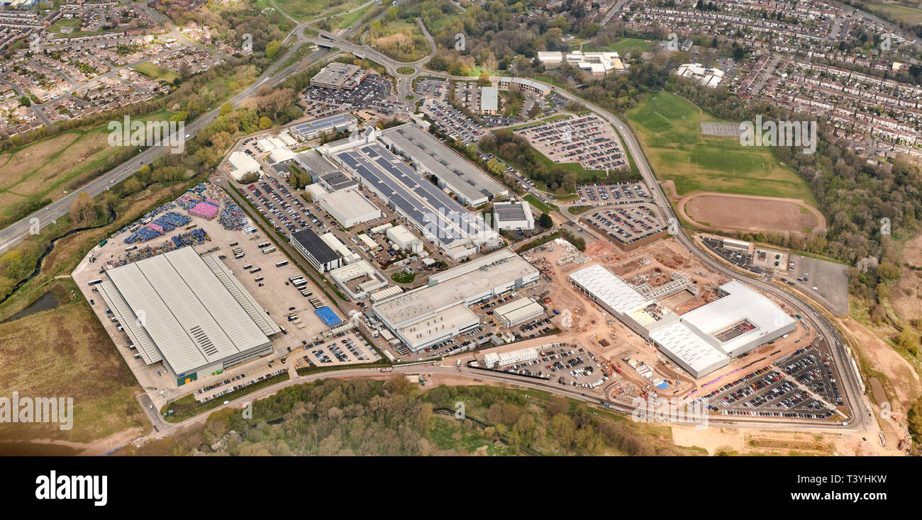 Una veduta aerea di Jaguar Land Rover impianto a Whitley, Coventry, West Midlands, Regno Unito Foto Stock