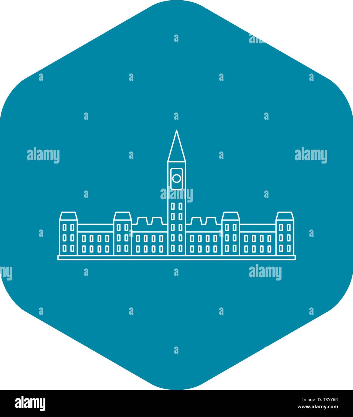 Il palazzo del parlamento a Ottawa, l'icona di stile di contorno Illustrazione Vettoriale