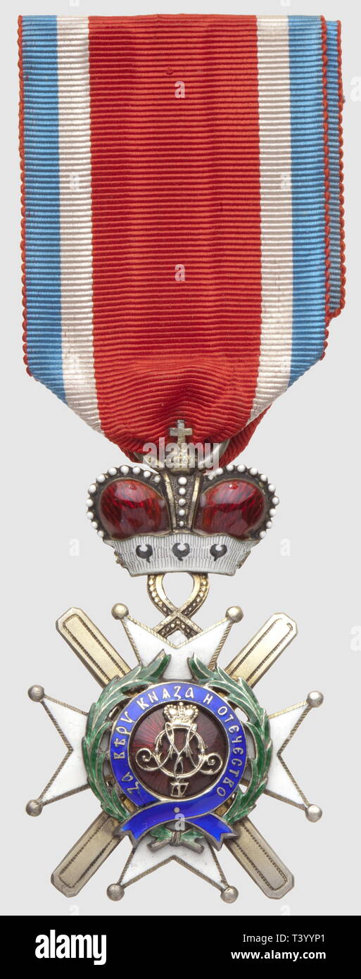 Ordre de Takovo, Chevalier, époque 'Milan IV", il Principe de Serbie de 1868 à 1882, vermeil, Additional-Rights-Clearance-Info-Not-Available Foto Stock