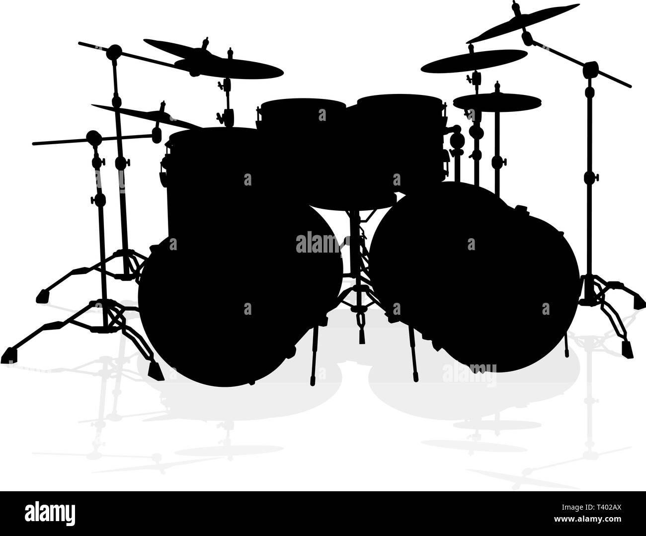 Drum Kit Silhouette Illustrazione Vettoriale