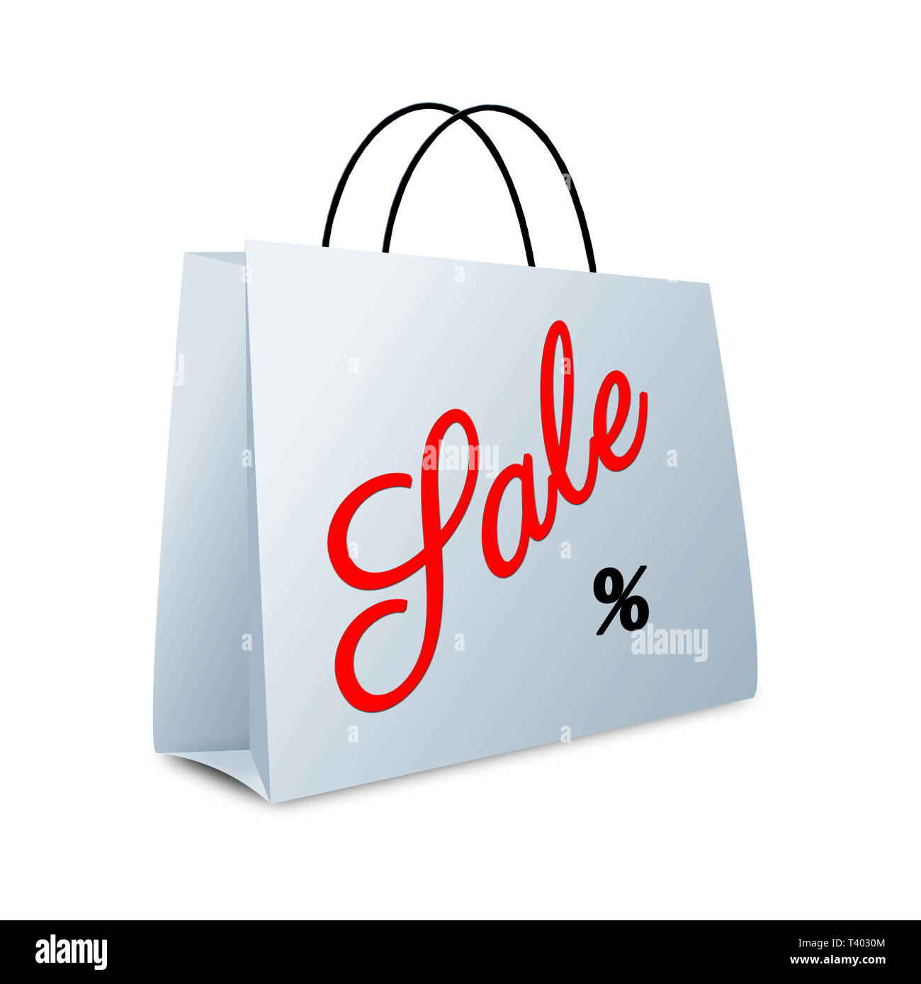 Shopping bag - Vendita e percentuale - isolato su sfondo bianco - 3D illustrazione Foto Stock