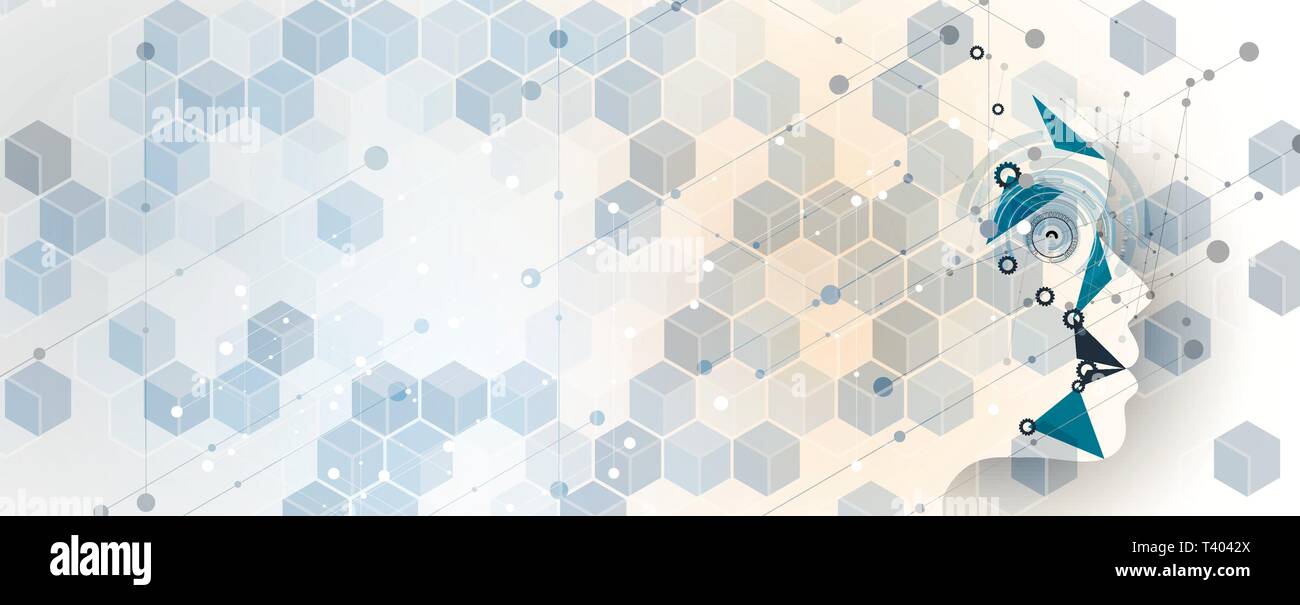 Tecnologia concettuale illustrazione di intelligenza artificiale. Abstract sfondo futuristico Illustrazione Vettoriale