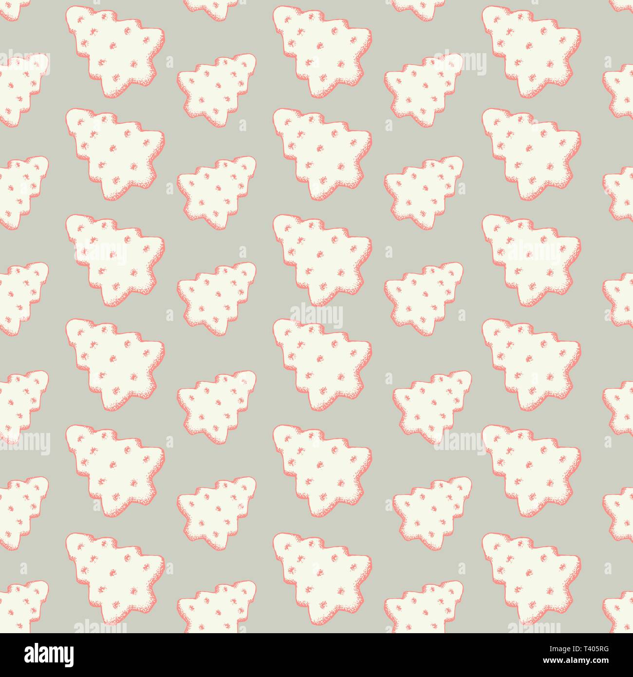 Natale o dolci di Natale Seamless Pattern per la vacanza Scrapbooking o dono le carte di avvolgimento. Xmas Texture con Pino cookie o biscotti per 2019 Anno Nuovo Illustrazione Vettoriale