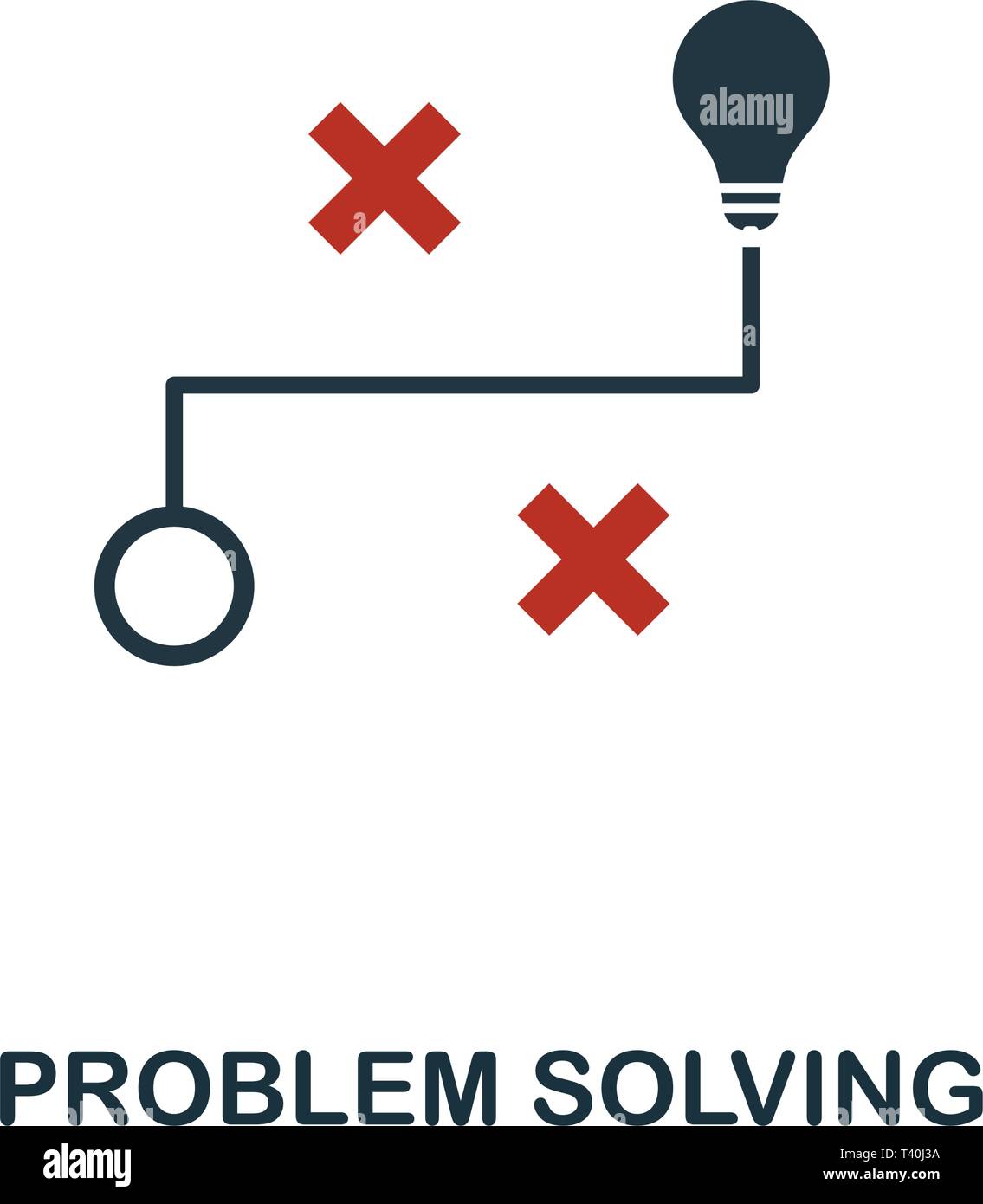 Problem Solving icona in due color design. Rosso e nero stile elementi di machine learning raccolta di icone. Creative problem solving icona. Per il web Illustrazione Vettoriale