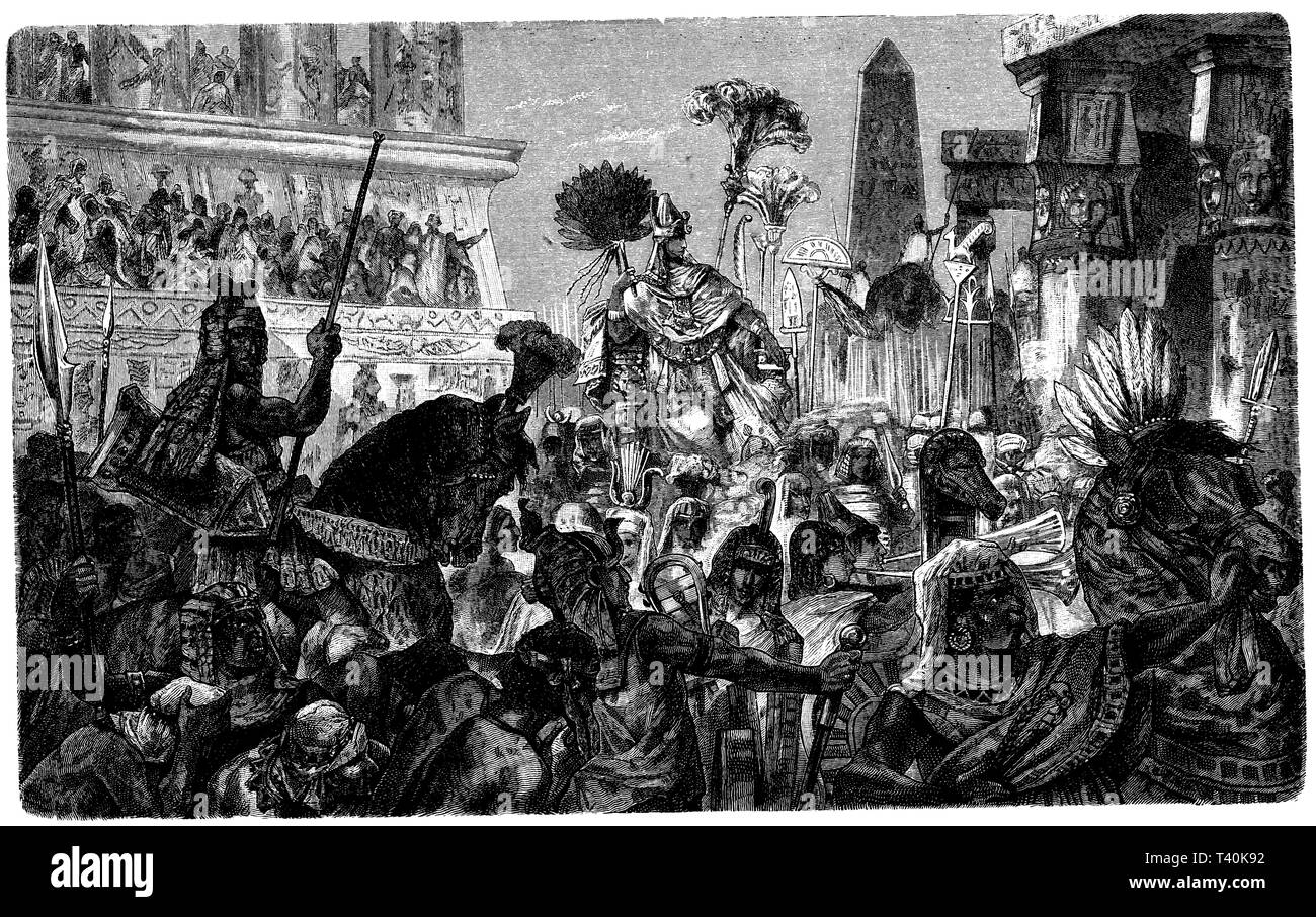 Processione trionfale del re. Disegno originale di Konrad Frmisch, Foto Stock