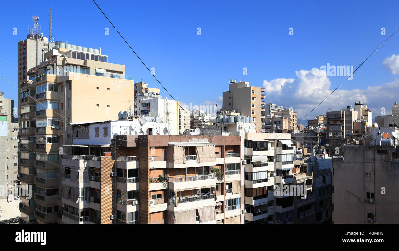 Lo skyline di Beirut - giungla urbana Foto Stock