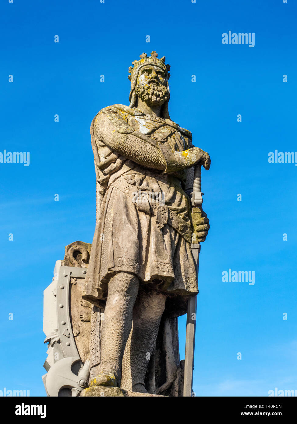 Re Roberto Bruce statua al Castello di Stirling città di Stirling Scozia Scotland Foto Stock