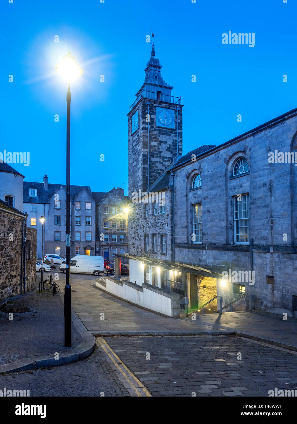Stirling Tolbooth al crepuscolo città di Stirling Scozia Scotland Foto Stock
