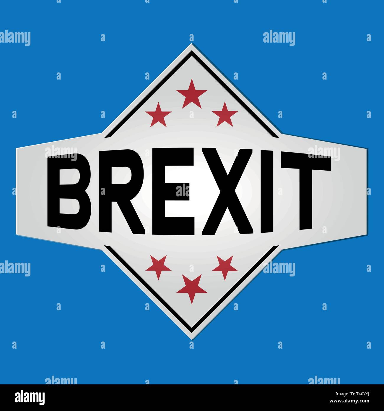 Segno brexit con stelle su sfondo blu Illustrazione Vettoriale