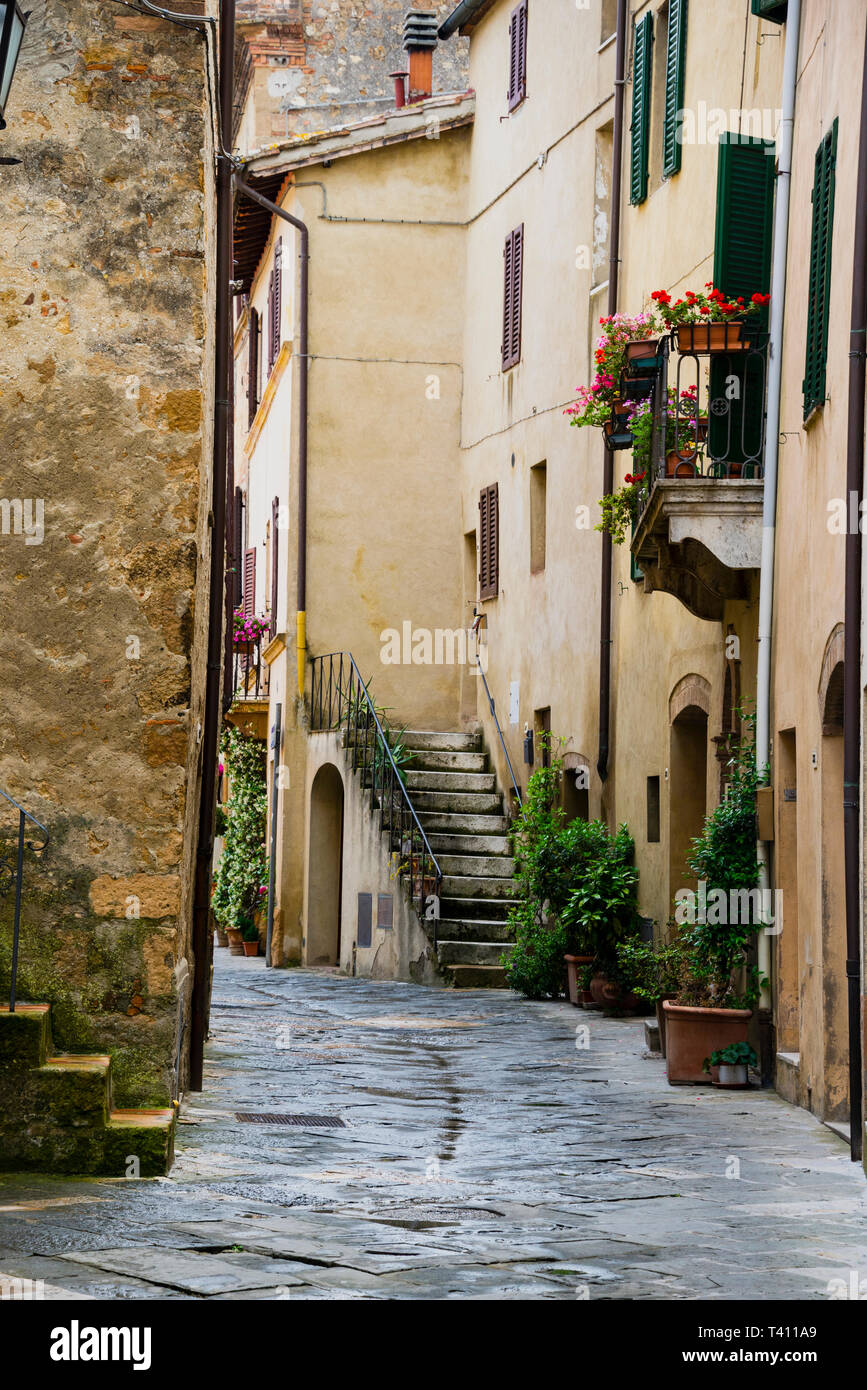 Pienza rinascimentale nella Val d'Orcia in Toscana. Foto Stock