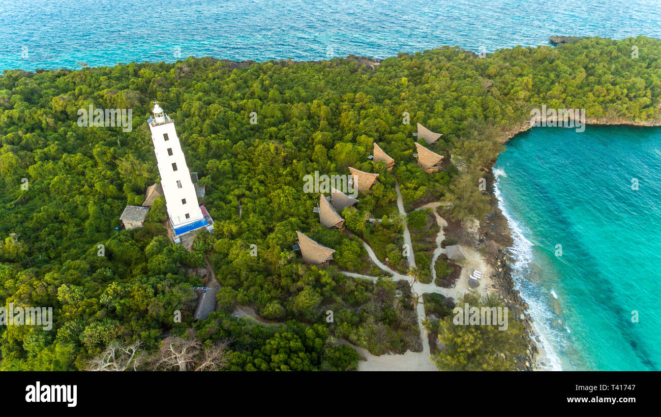 Vista aerea del chumbe island coral park, Zanzibar Foto Stock