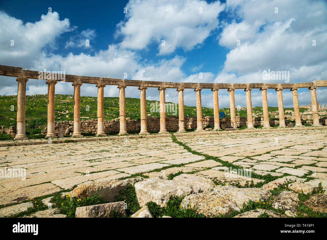 Piazza ovale, Jerash, Giordania Foto Stock