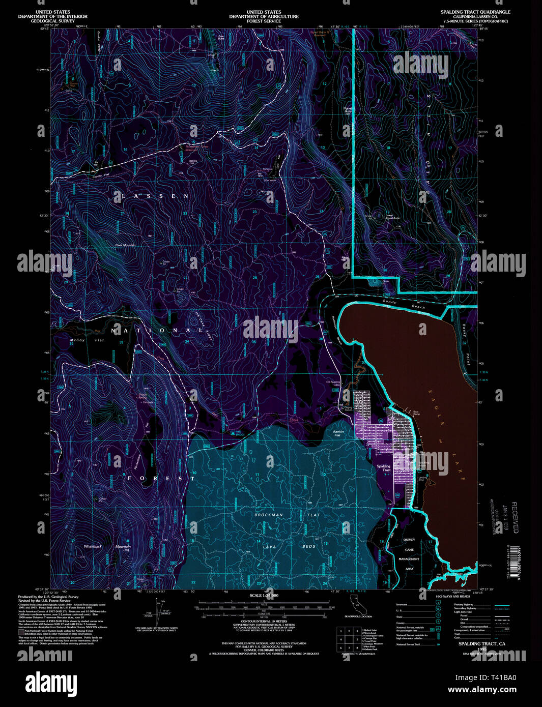 USGS TOPO Map California CA Spalding tratto 295274 1995 24000 Restauro invertito Foto Stock